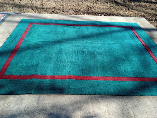 HUGE 9 X 12 HUNTER GREEN BORDER RUG