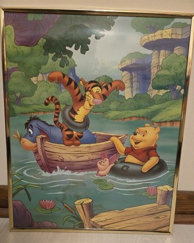 VINTAGE WINNIE THE POOH 16X20 FRAMED PICTURE!