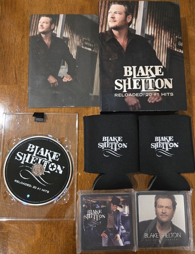 BLAKE SHELTON 20 #1 HITS CD, BRAND NEW 2 KOOZIES, 2 PKGS COASTERS, BOOK ALL IN A COLLECTORS BOX!