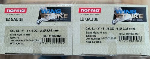 Norma Wing strike 12 gauge 3 inch steel shot #2 and #4